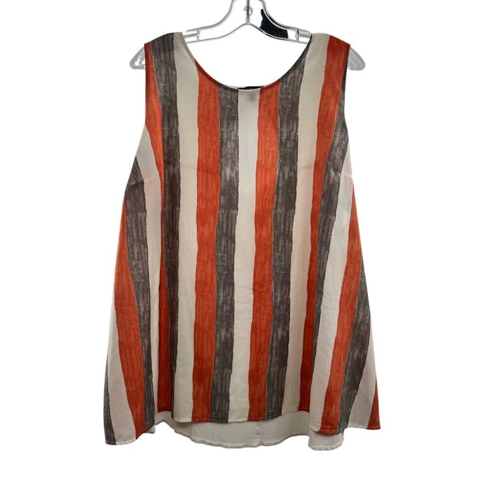 Lane Bryant Women's Striped Tank Top Cut Out Back Size 24 Sheer